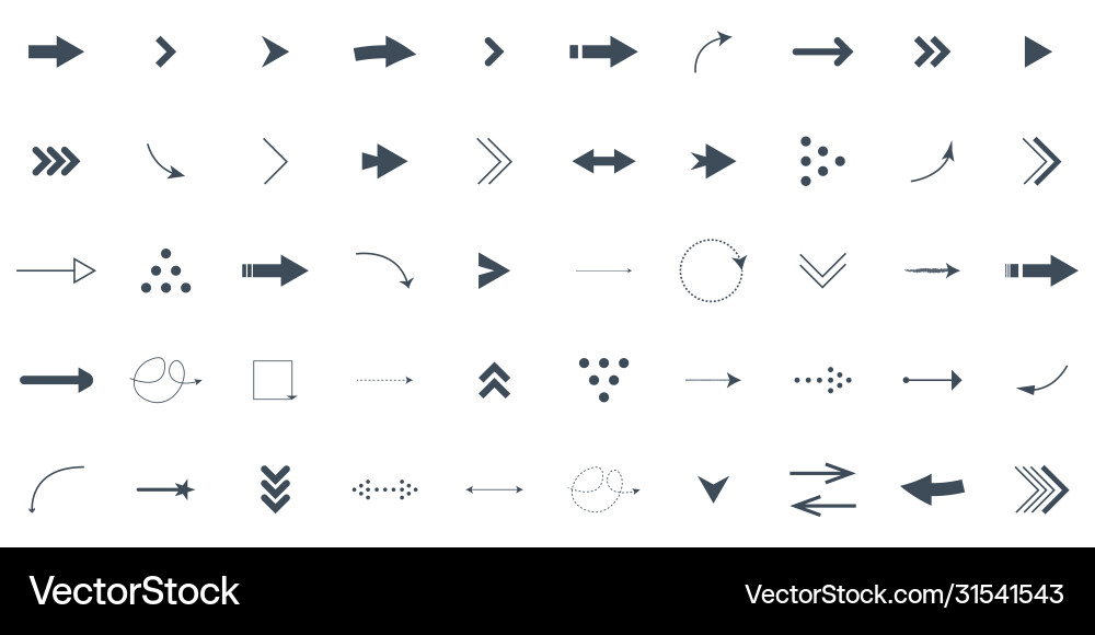 Set arrows in different shapes Set arrows in different shapes vector image