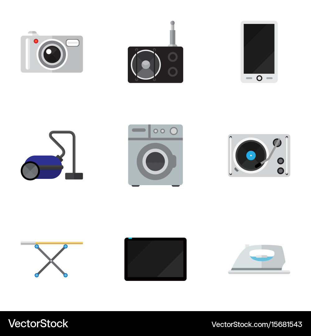 Set of 9 editable tech icons includes symbols vector image