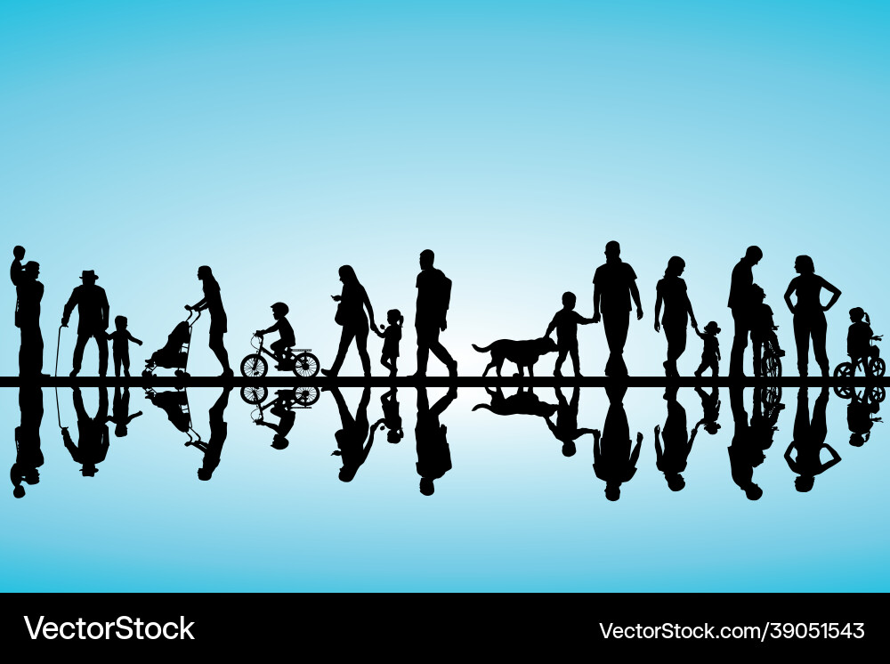 Silhouetten von Familien mit Kindern im Freien Silhouetten von Familien mit Kindern im Freien vektorbild