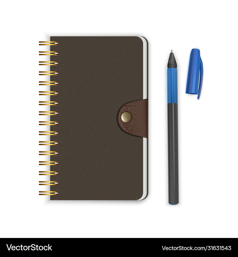 Spiral binding notebook or notepad and pen Spiral binding notebook or notepad and pen vector image