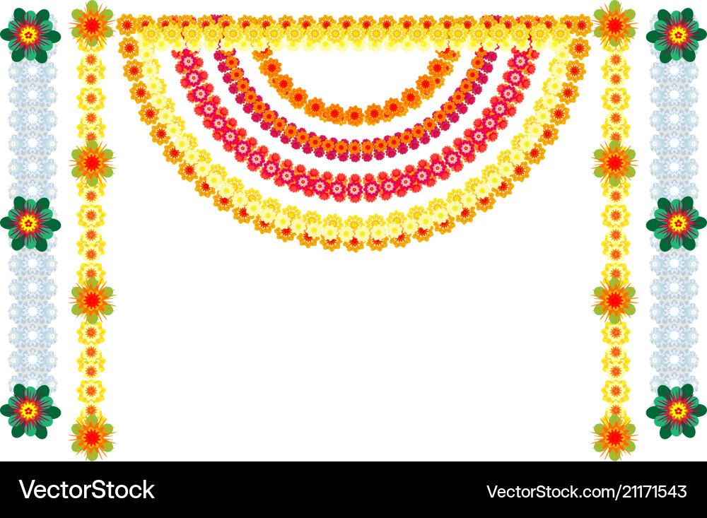 Traditional indian flower garlands decoration Traditional indian flower garlands decoration vector image