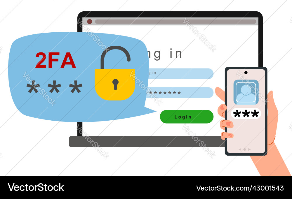 Two-Factor Authentication Security Vector Image
