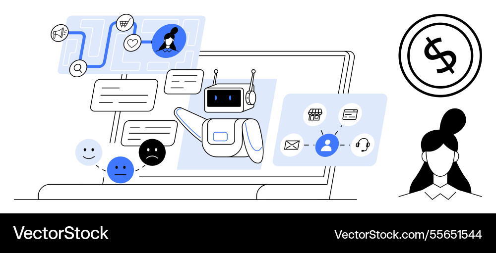 Ai chatbot enhancing customer interaction Ai chatbot enhancing customer interaction vector image