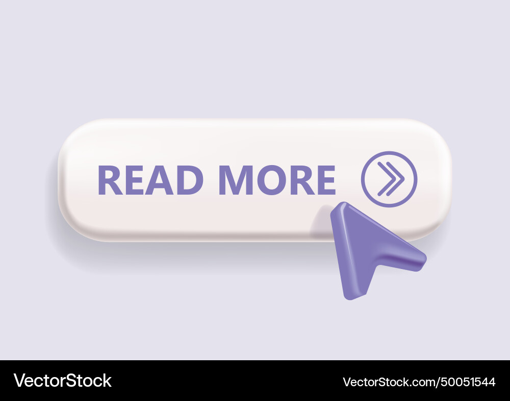 Big read more button with shadow and reflections Big read more button with shadow and reflections Vector Image