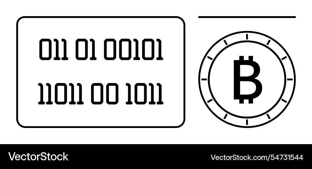 Binary code and bitcoin symbol highlighting Binary code and bitcoin symbol highlighting vector image