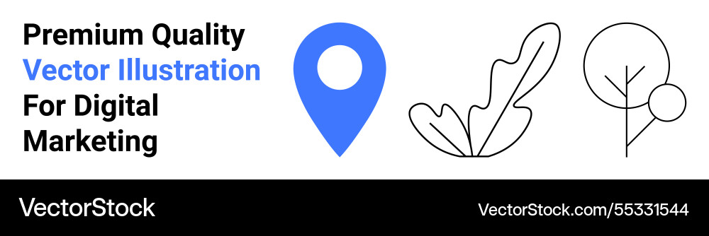 Blue map location marker with minimalistic leaf Blue map location marker with minimalistic leaf vector image