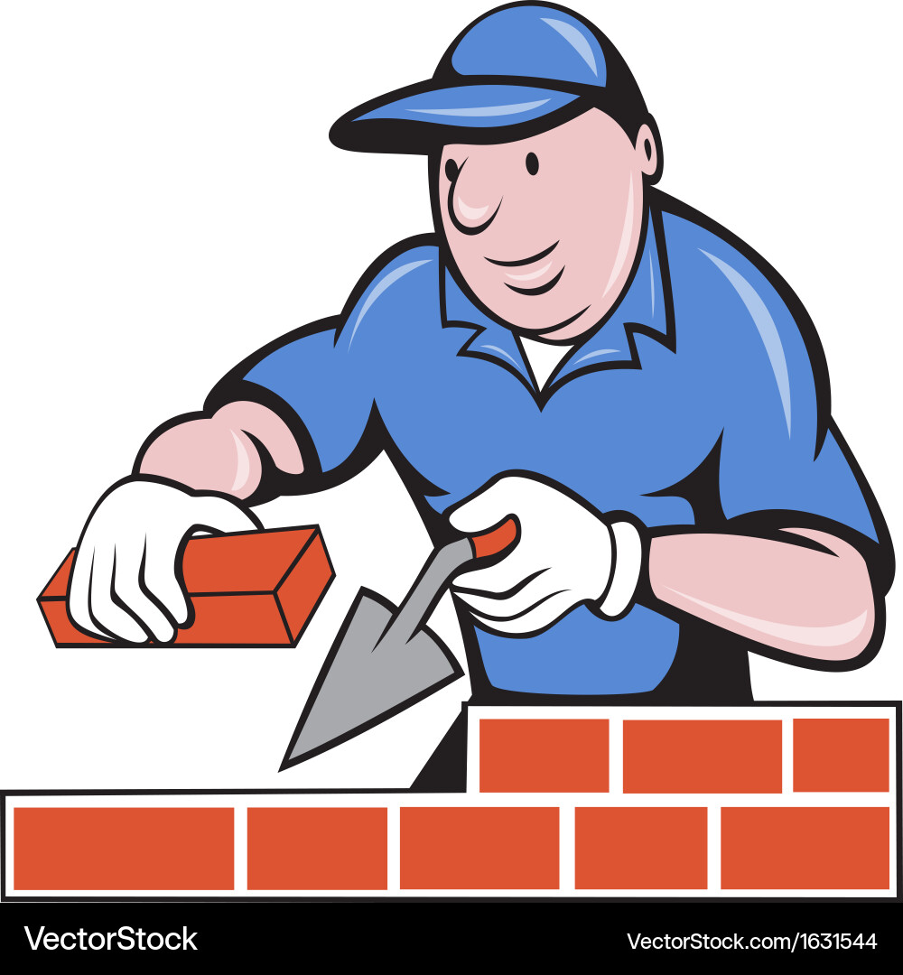 Bricklayer Constructing Wall vector image