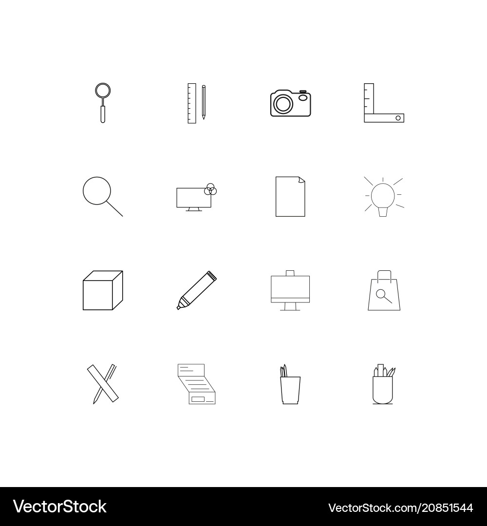 Creative process and design linear thin icons set vector image