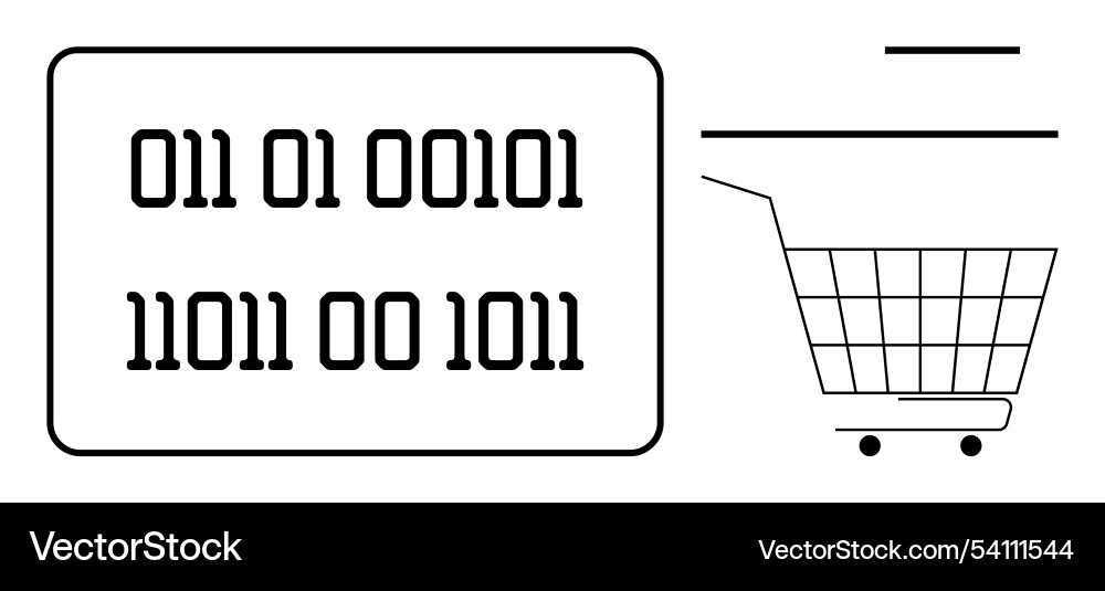 Digital shopping cart binary code and ecommerce Digital shopping cart binary code and ecommerce vector image