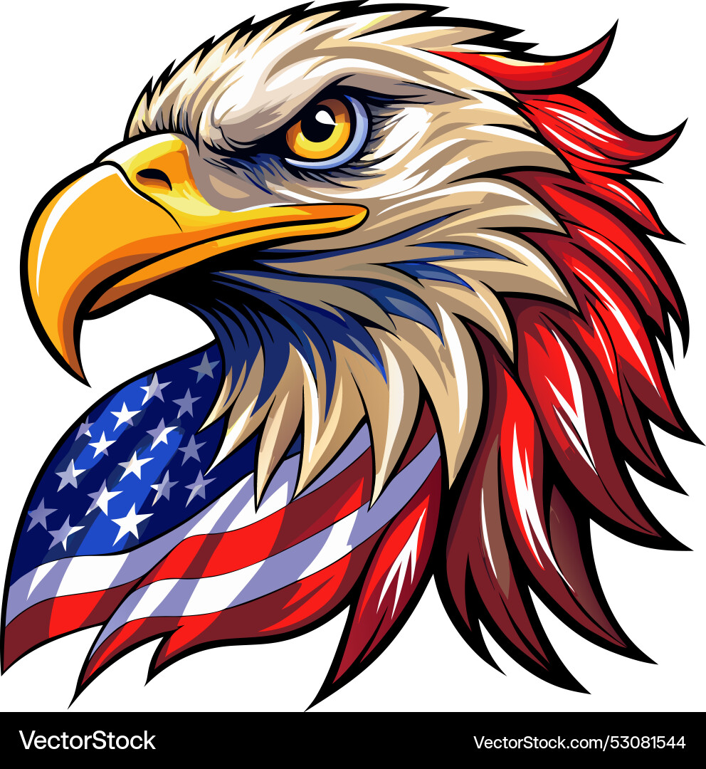 Eagle head with american flag pattern Royalty Free Vector