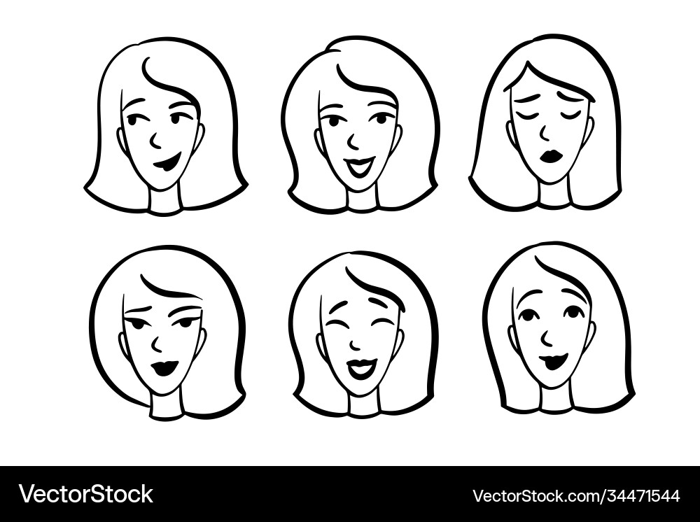 Faces with different types moods Vector Image