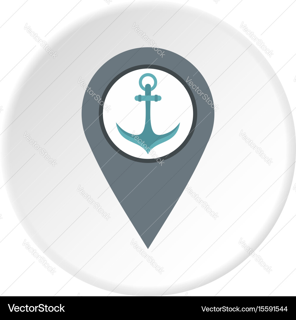 Gray map pointer with anchor symbol icon circle vector image