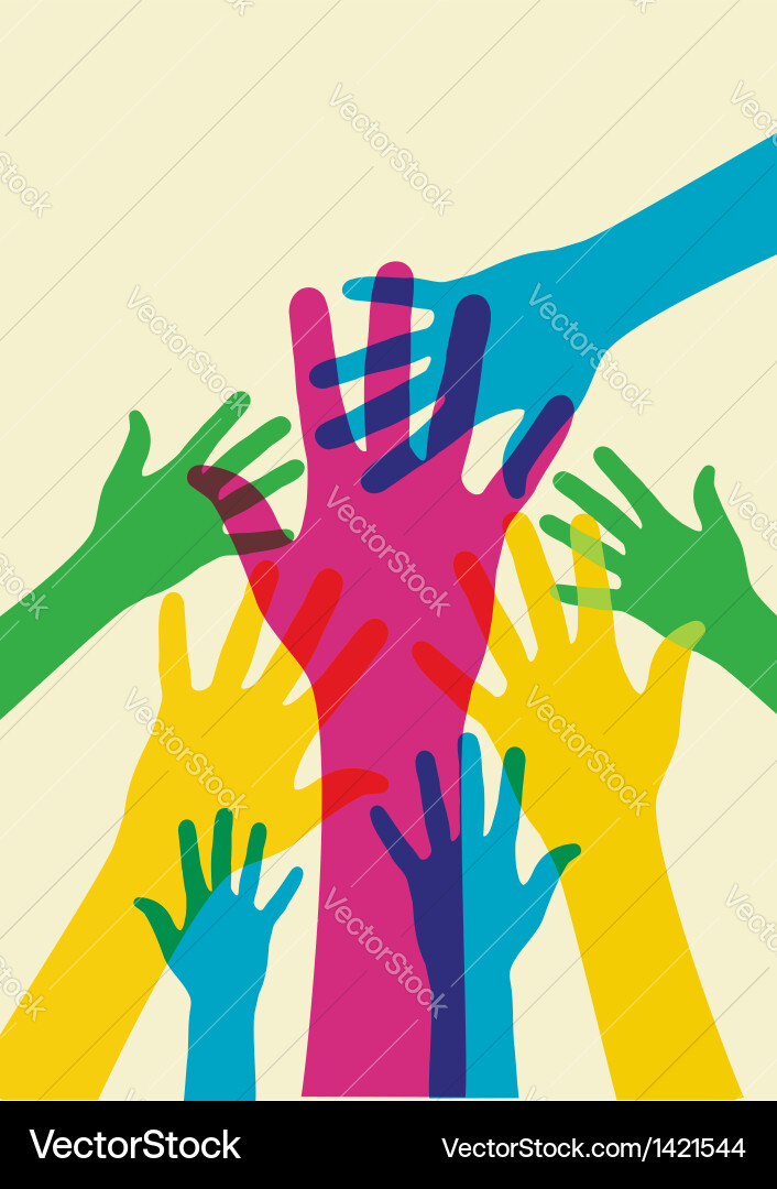 Collab Hand Helping Hands Collaboration Royalty Free Vector Image