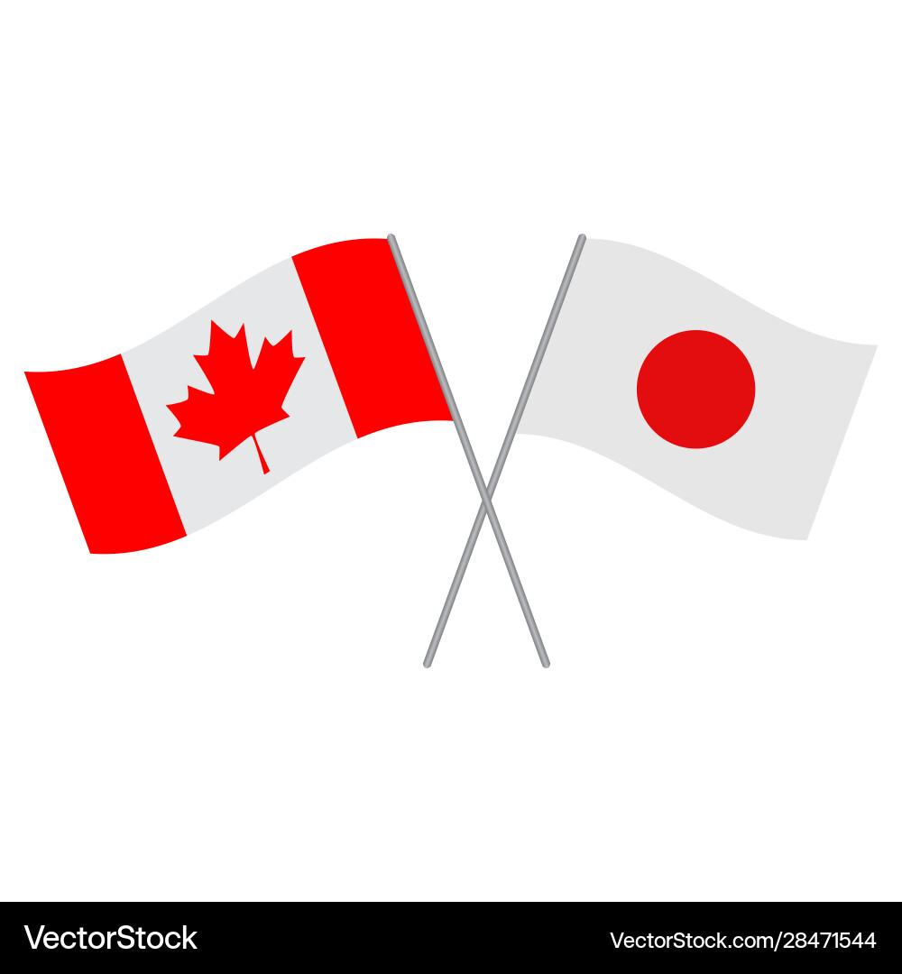 Japanese and canadian flags isolated on white Japanese and canadian flags isolated on white vector image