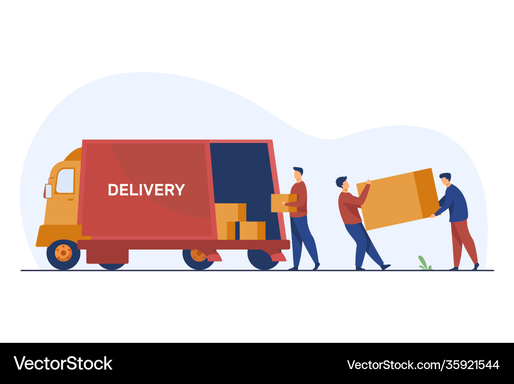 Loading workman carrying boxes Vector Image