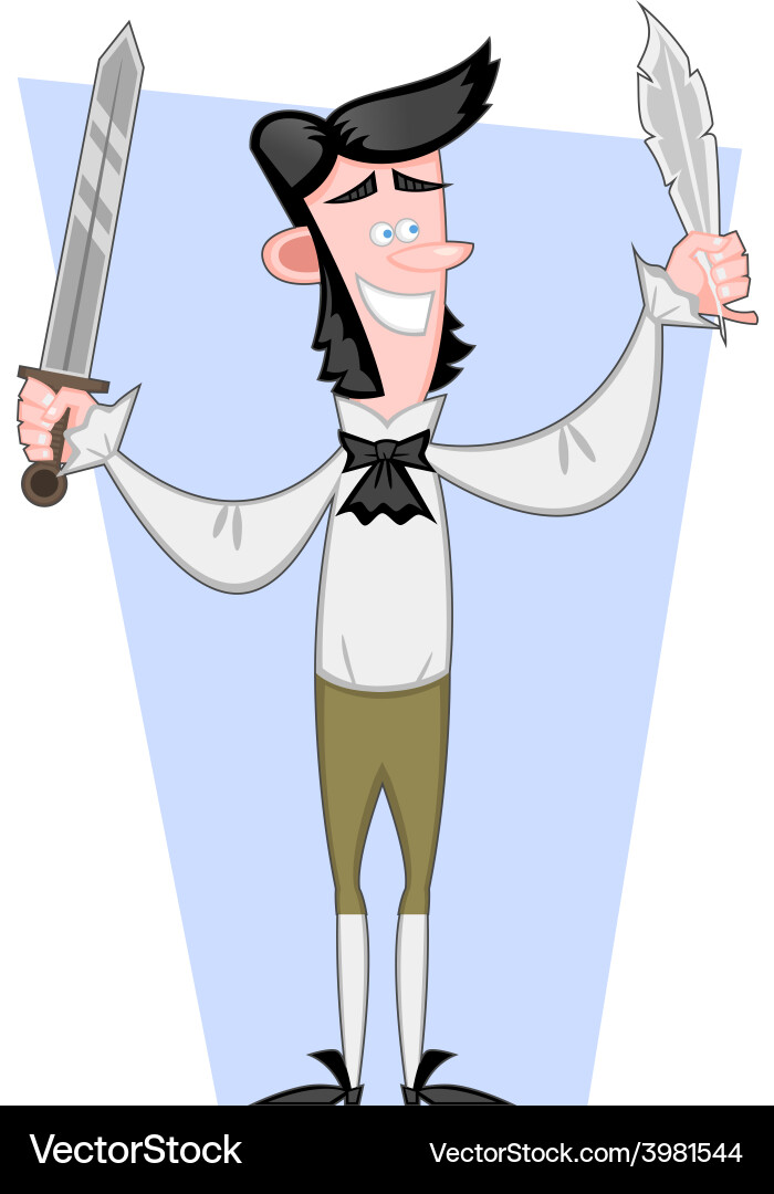 Man with sword and feather Vector Image