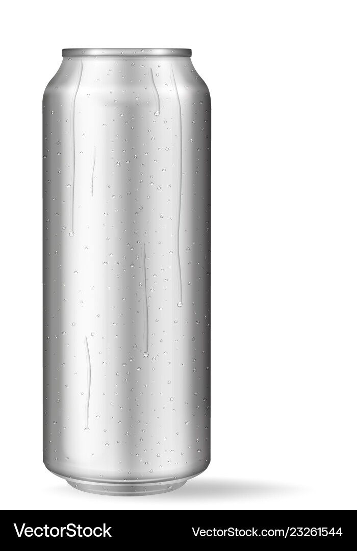 Realistische Aluminiumdose mit Wassertropfen metallisch Realistische Aluminiumdose mit Wassertropfen metallisch vektorbild