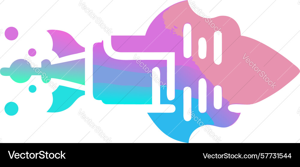 Rocket launch with abstract data stream design vector image