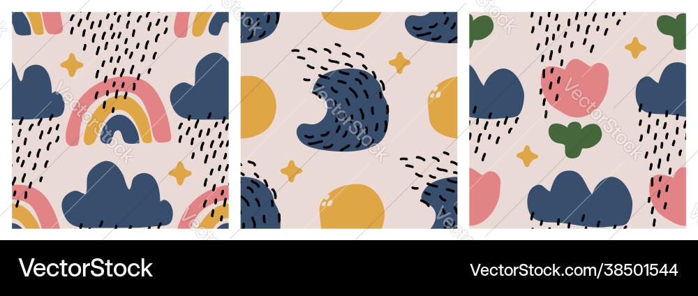 Seamless patterns with nature elements weather Seamless patterns with nature elements weather vector image