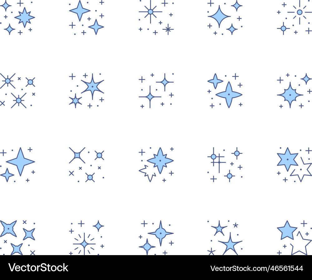 Set color line icons of sparkling and twinkling vector image