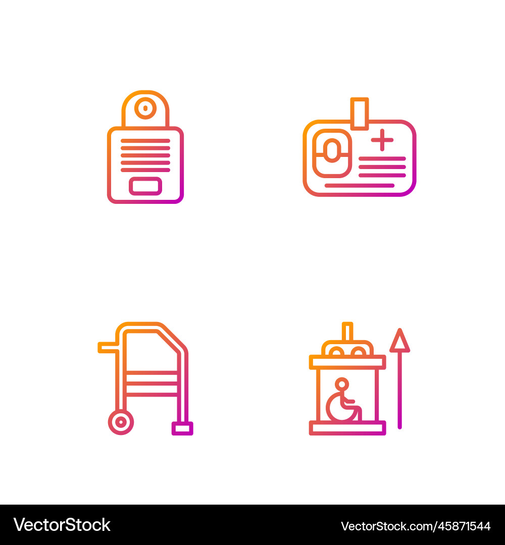 Set line elevator for disabled walker intercom Set line elevator for disabled walker intercom vector image