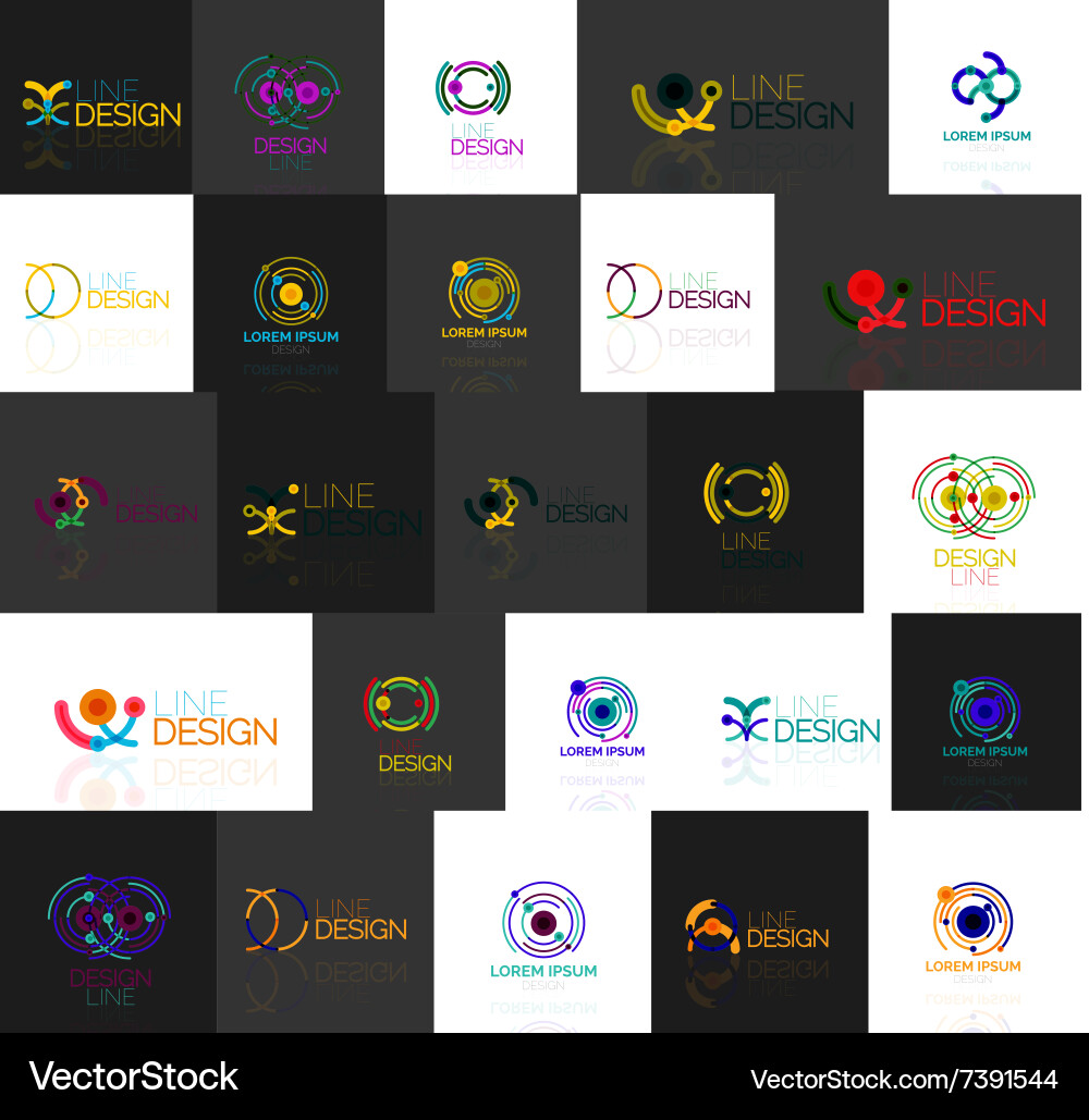 Set of linear abstract logos swirl circle vector image