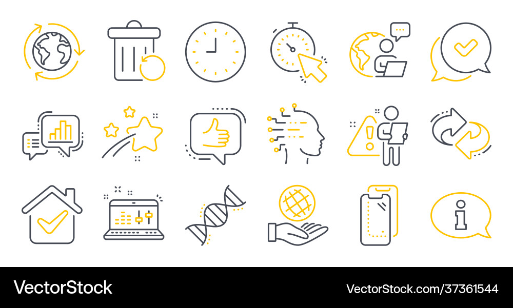 Set technology icons such as timer graph Set technology icons such as timer graph vector image