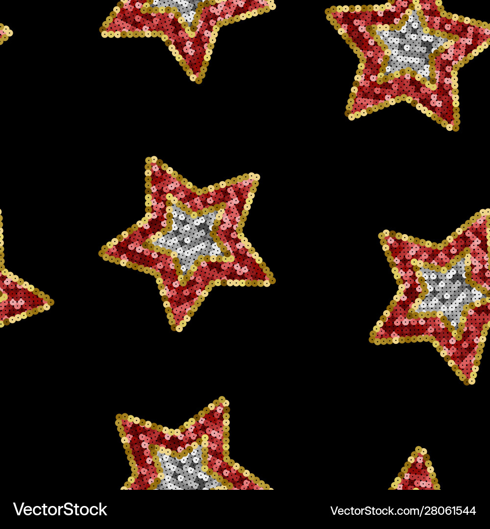 Stars from sequins winter seamless pattern Stars from sequins winter seamless pattern vector image