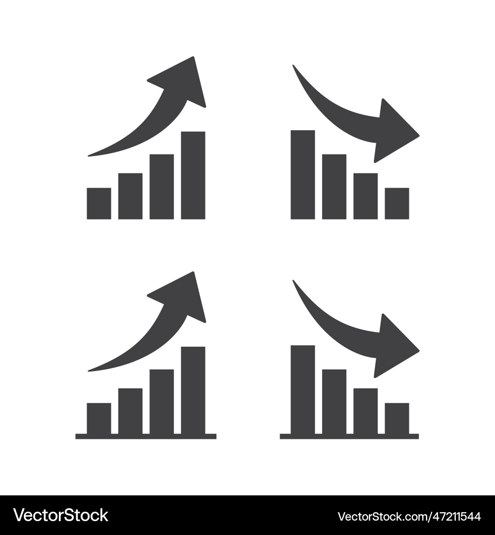 Up and Down Graph Icons - Finance & Growth vector image