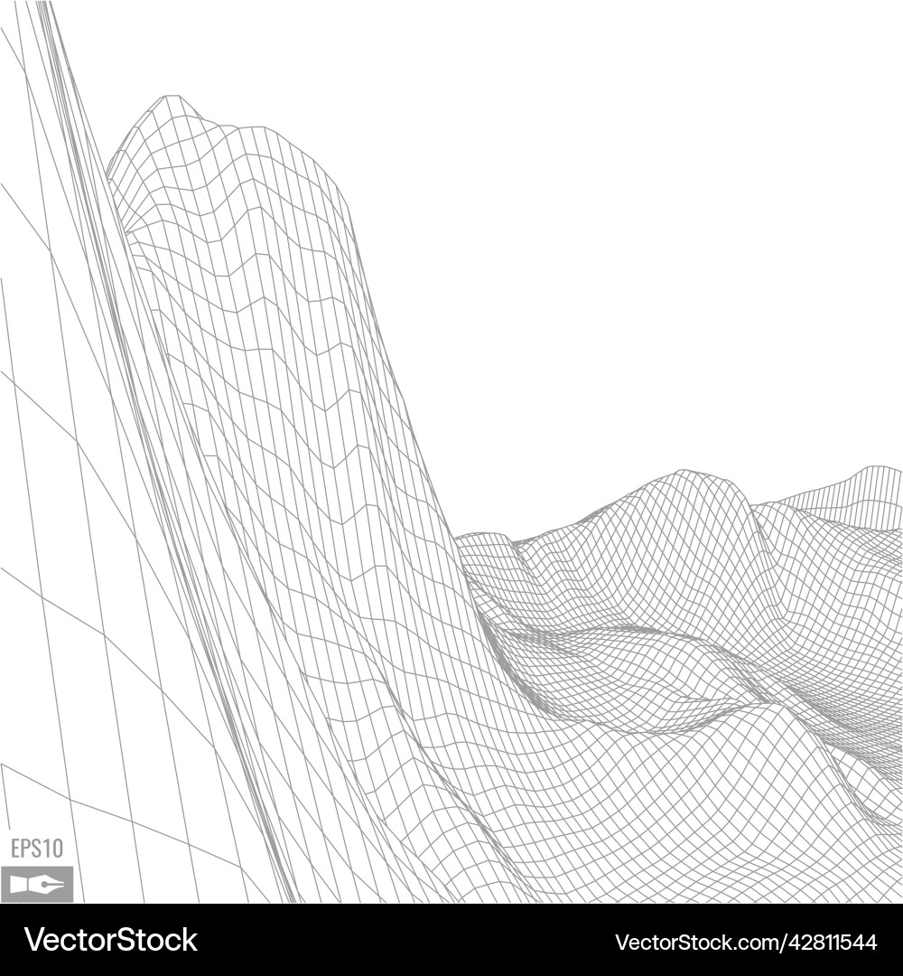 Wireframe landscape on white background abstract Wireframe landscape on white background abstract Vector Image