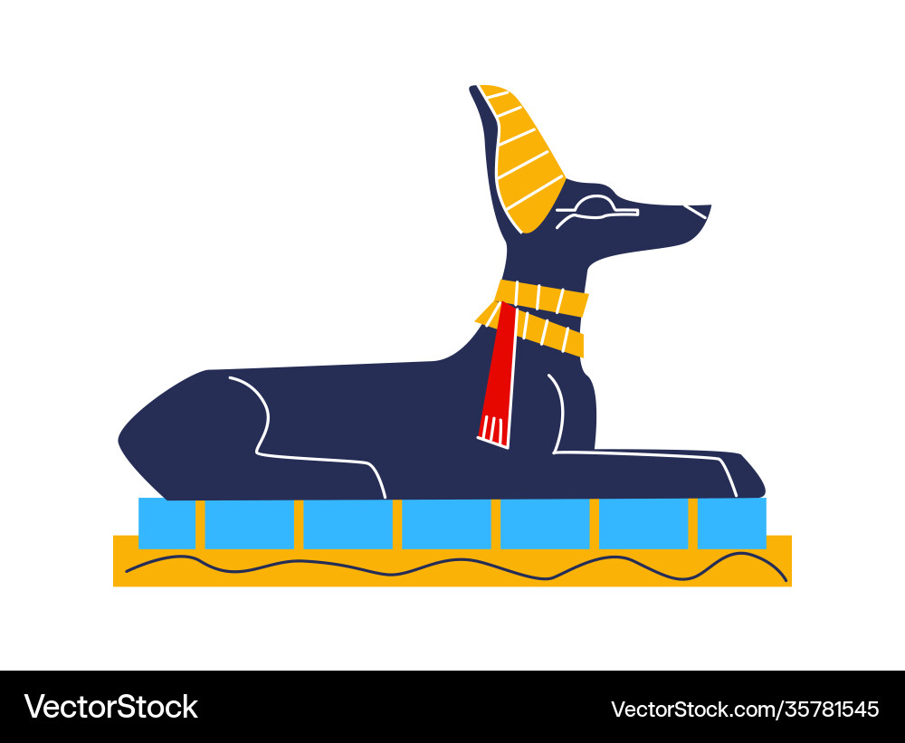 Ancient egypt fresco mural anubis jackal cartoon vector image