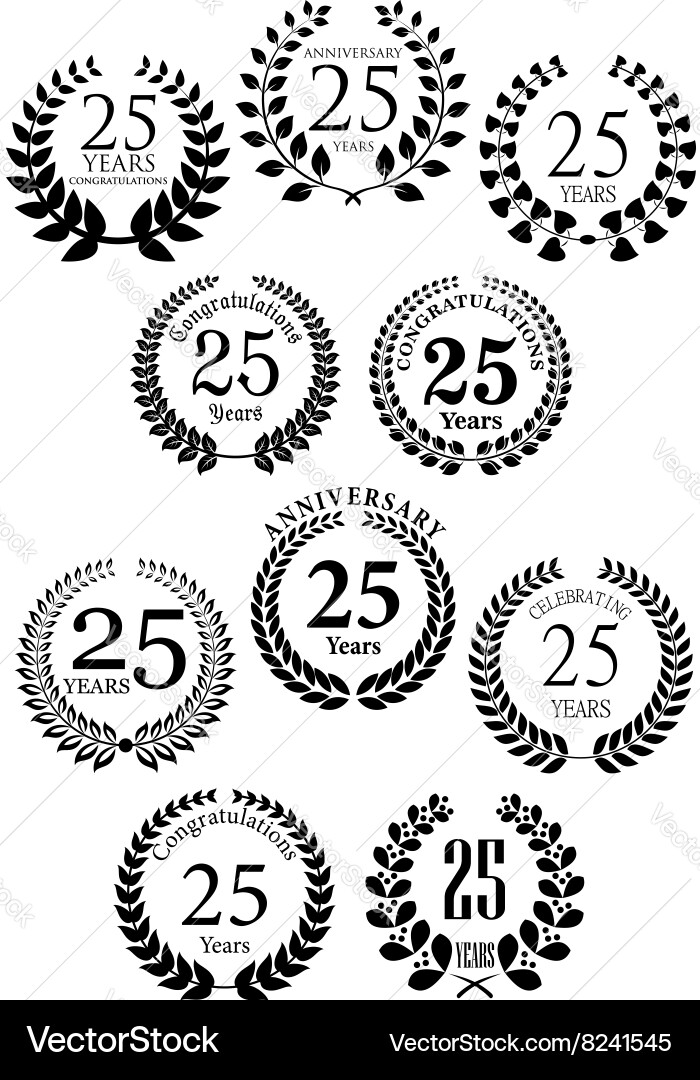 Anniversary Laurel Wreath Celebration Icons vector image