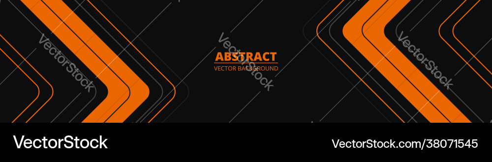 Black abstract wide banner with orange lines vector image