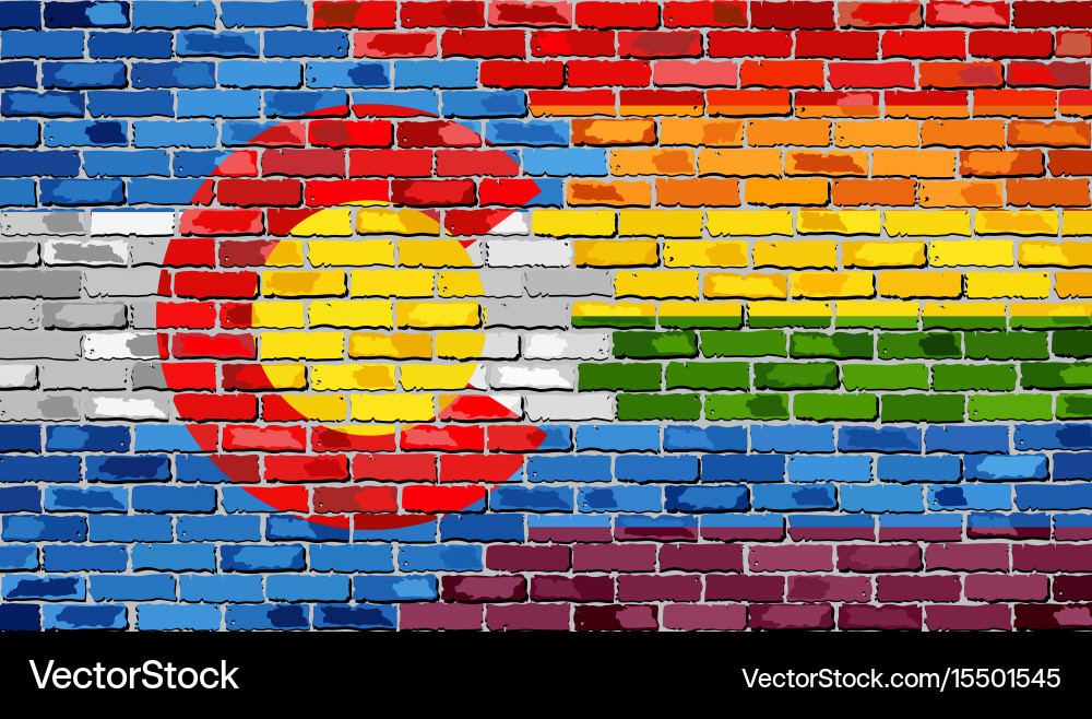 Colorado Brick Wall with Rainbow Flags Vector Image