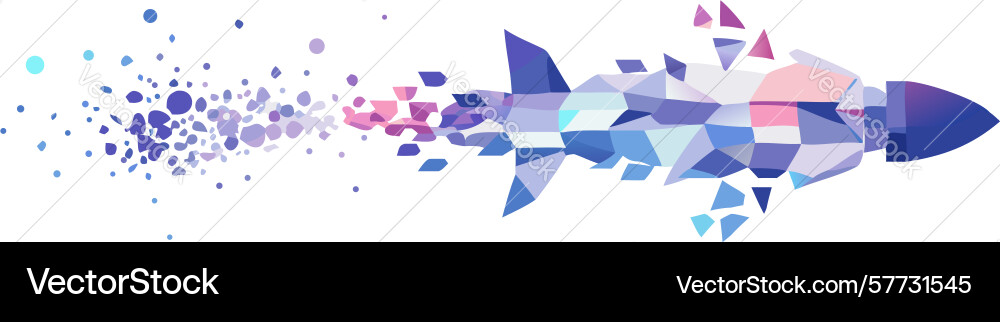 Dynamic rocket launch with abstract particle vector image