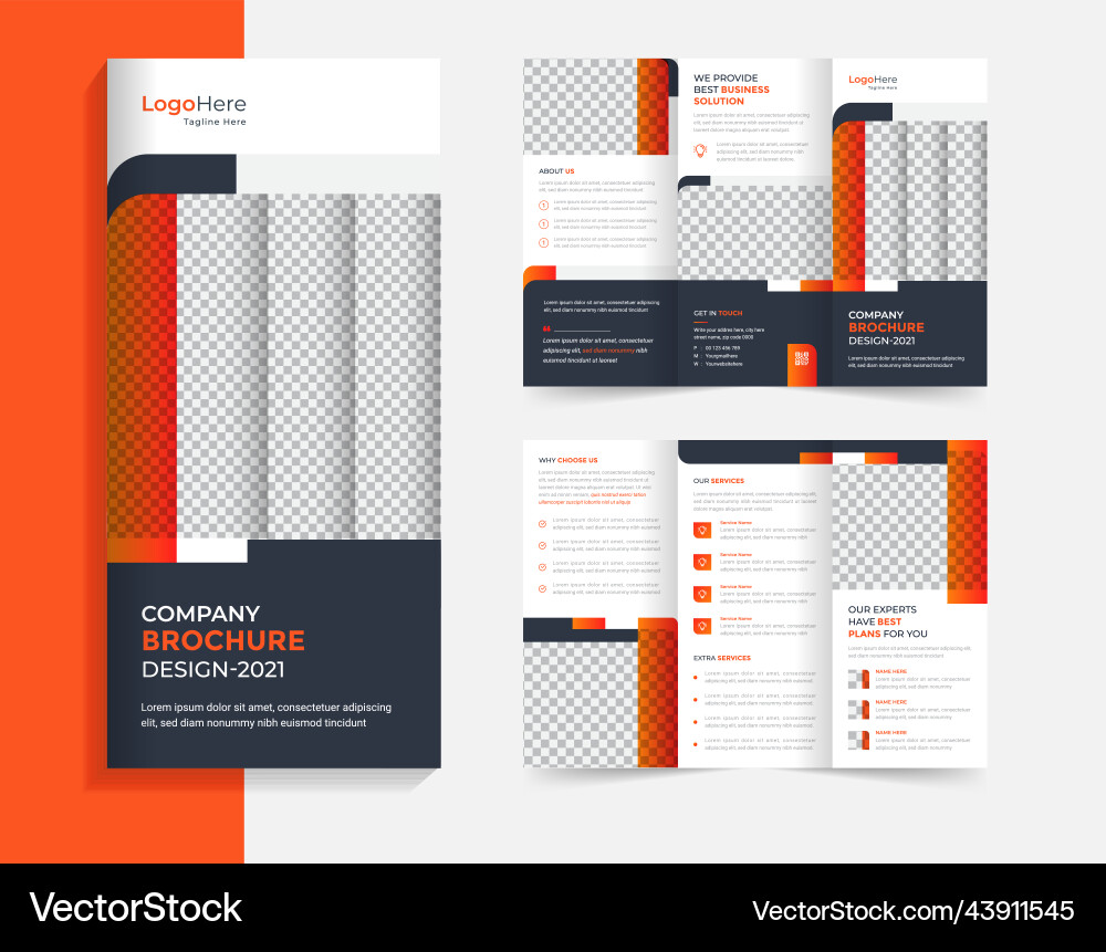 Modern corporate trifold brochure design template Modern corporate trifold brochure design template vector image
