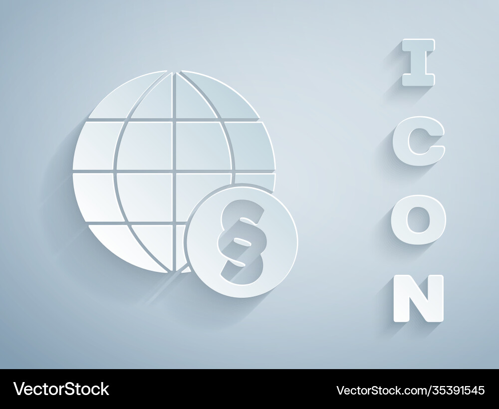 Paper cut international law icon isolated on grey Paper cut international law icon isolated on grey vector image