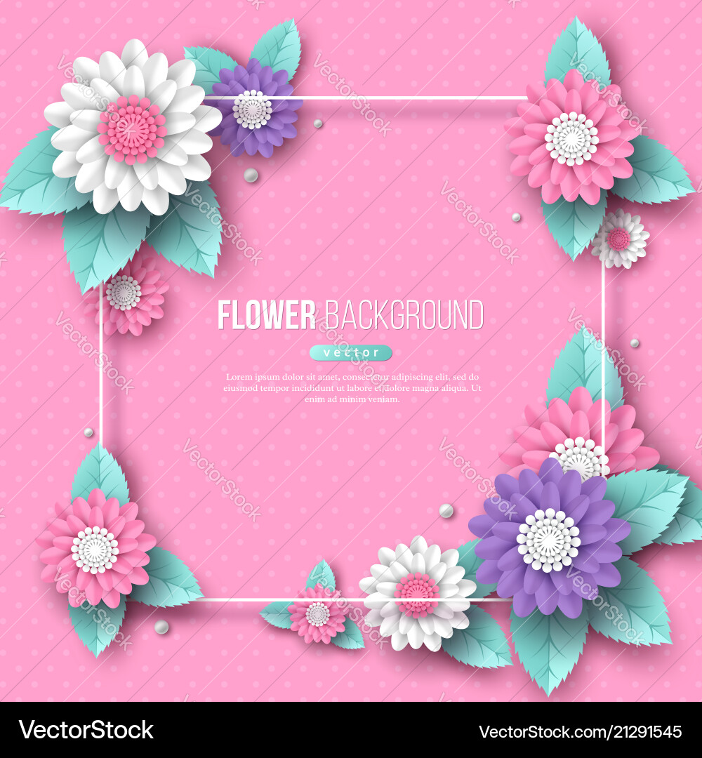 Rahmen mit Papier geschnitten 3d Blume in rosa weiß Rahmen mit Papier geschnitten 3d Blume in rosa weiß vektorbild