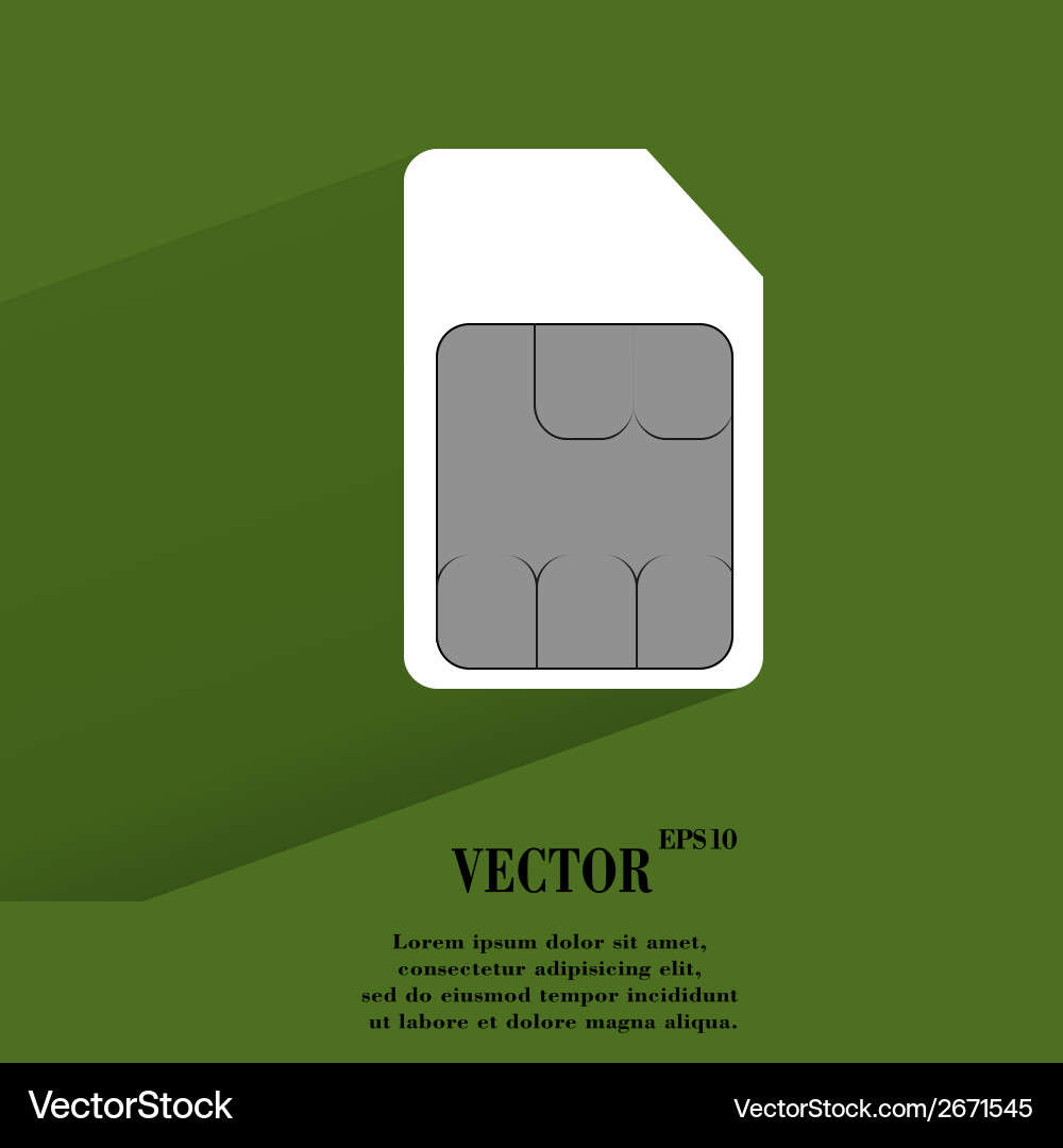 Sim card flat modern web button with long shadow Vector Image