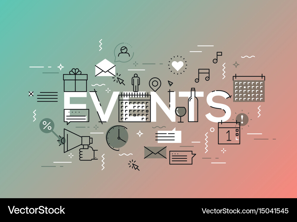 Thin line flat design banner for events web page Vector Image