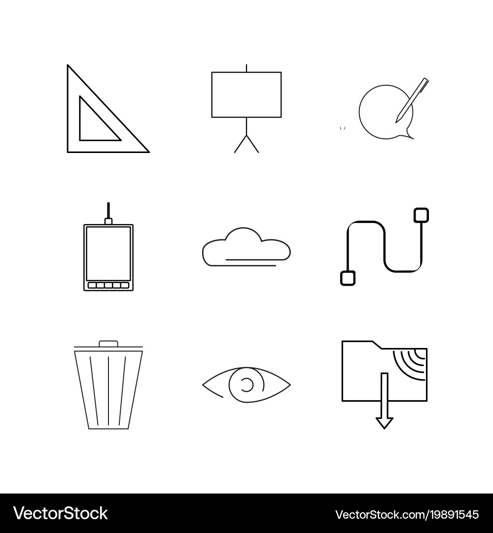 Web linear icon set simple outline icons vector image