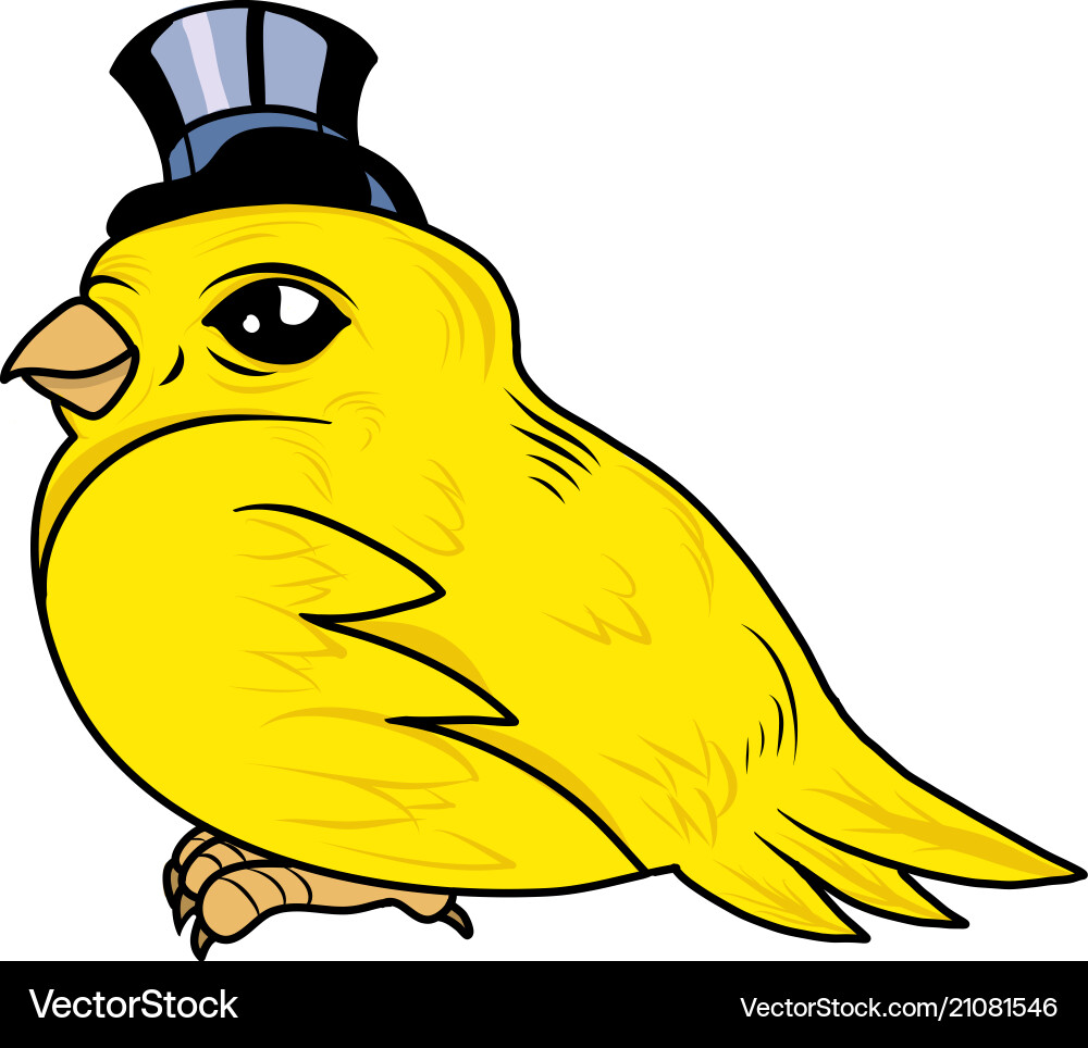 A cute canary bird with top hat Vector Image