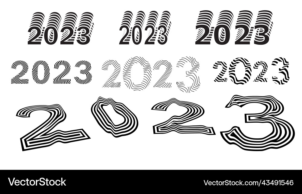 Big set of numbers 2023 number design template Big set of numbers 2023 number design template vector image