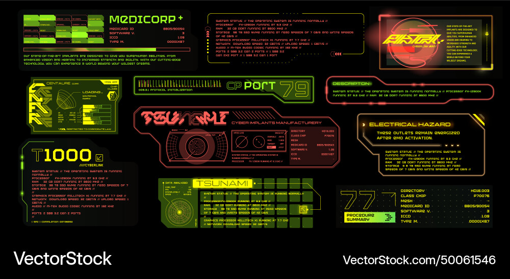 Cyberpunk Futuristic HUD Interface vector image