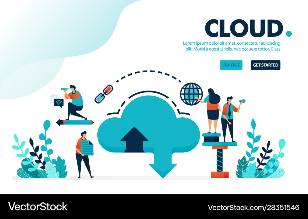 Database and cloud internet download upload Database and cloud internet download upload vector image