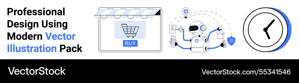 E-commerce automation with ai robot shopping cart vector image