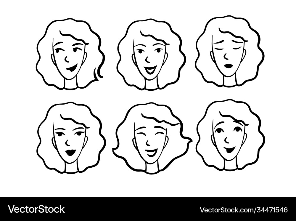 Faces with different types moods Faces with different types moods vector image