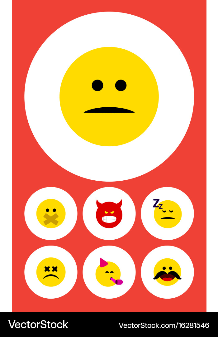 Flat icon gesture set of pouting party time Vector Image