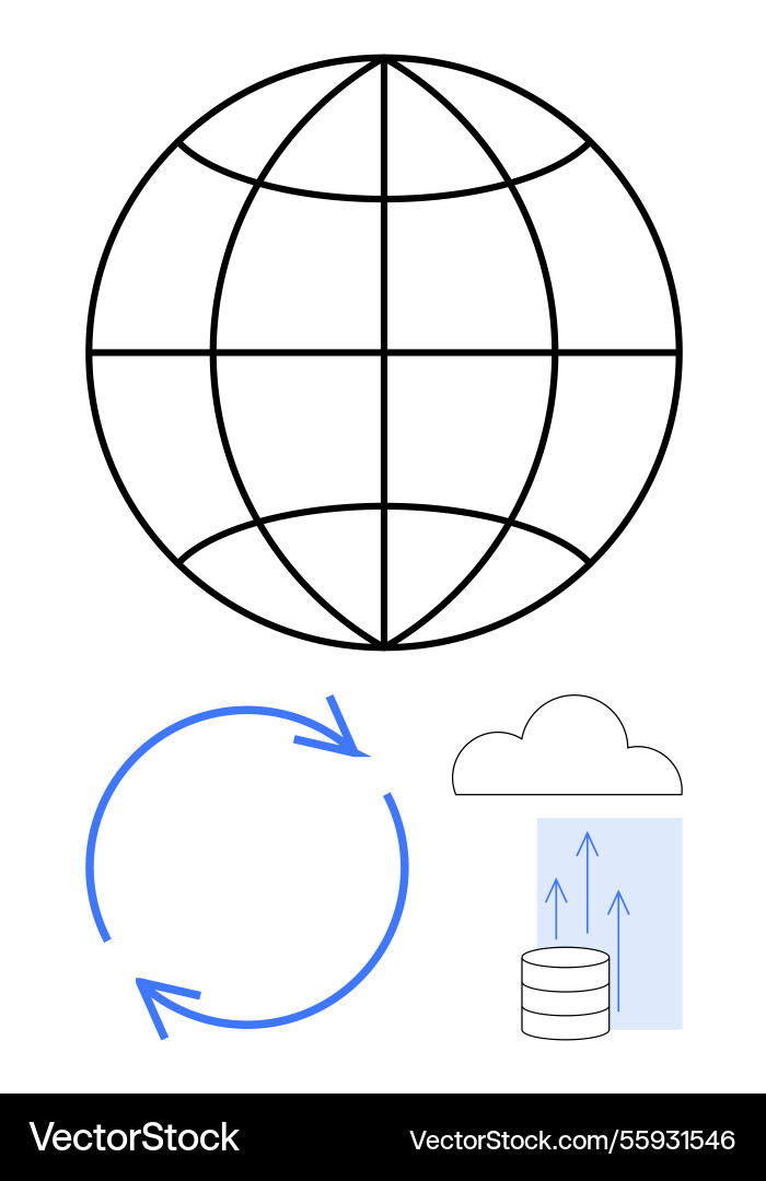 Global data sharing concept with internet globe Global data sharing concept with internet globe vector image