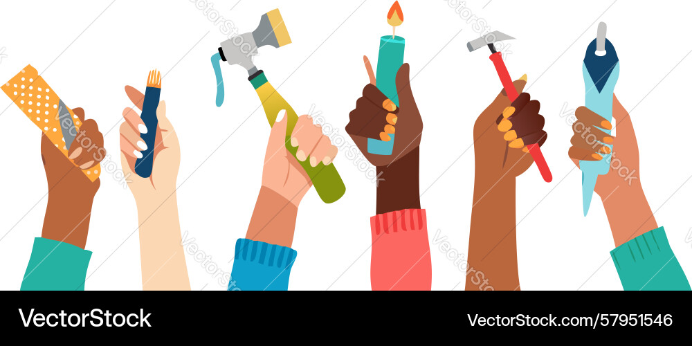 Hands with Tools - Skill & Creation Vector Image